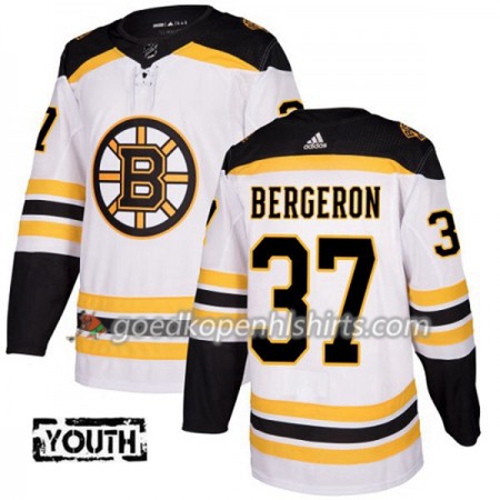 Boston Bruins Patrice Bergeron 37 Adidas 2017-2018 Wit Authentic Shirt - Kinderen